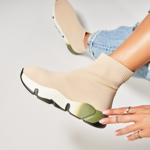 Sneakersi dama Textil Bej Kaya - Img 3