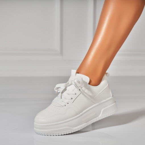 Adidasi Dama Albi din Piele Ecologica Jenevy - Img 3