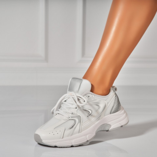 Adidasi Dama Argintii din Piele Ecologica Kiko - Img 2