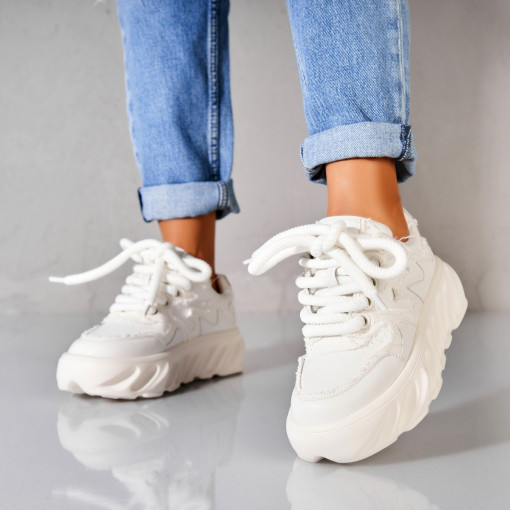 Adidași damă Piele Ecologica Alb Deyvi - Img 2