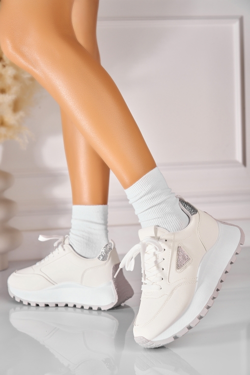 Adidași de damă Piele Ecologica Alb Alexsa - Img 3