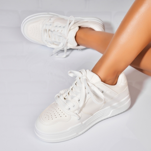 Adidași de damă Piele Ecologica Alb Crelyn - Img 2