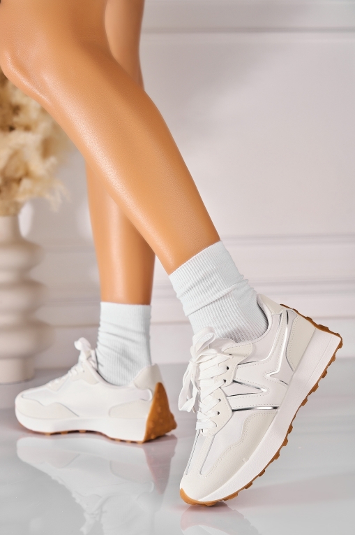 Adidași de damă Piele Ecologica Alb Daneli - Img 2