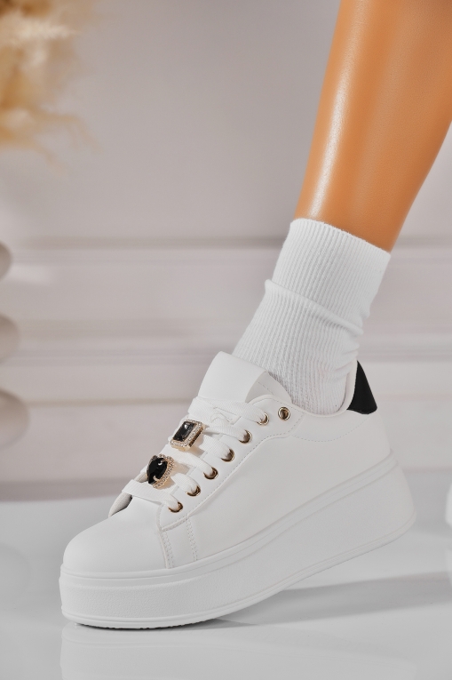 Adidași de damă Piele Ecologica Alb Hasley - Img 6