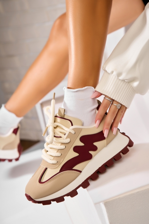 Adidași de damă Piele Ecologica Bordo Prysca - Img 3