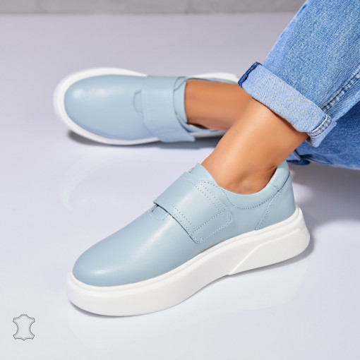 Adidasi Piele Naturala Albastri Zeyda - Img 2