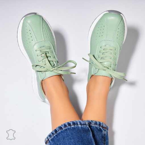 Adidasi Piele Naturala Verzi Maryjane - Img 3