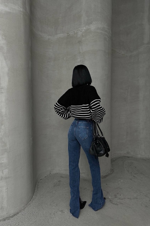 Blugi Dama Drepti Bleumarin Gulista - Img 5