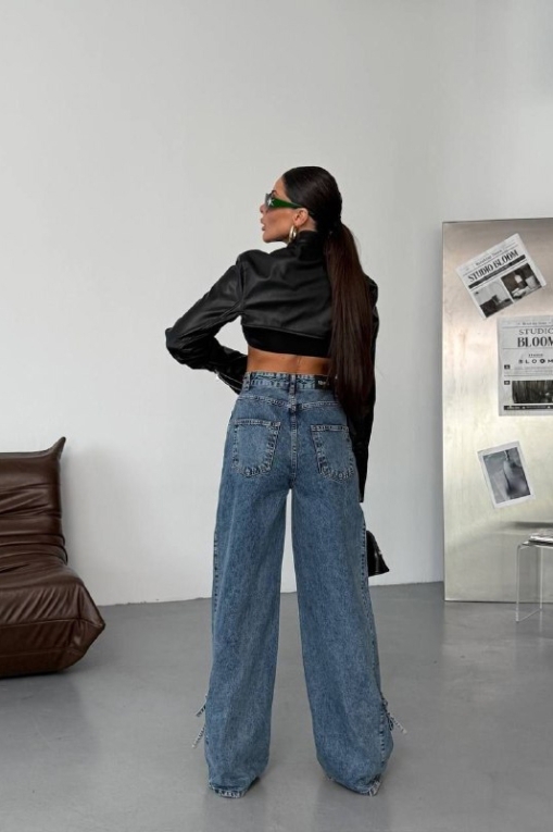 Blugi Damă Oversize Albastri Alya - Img 2