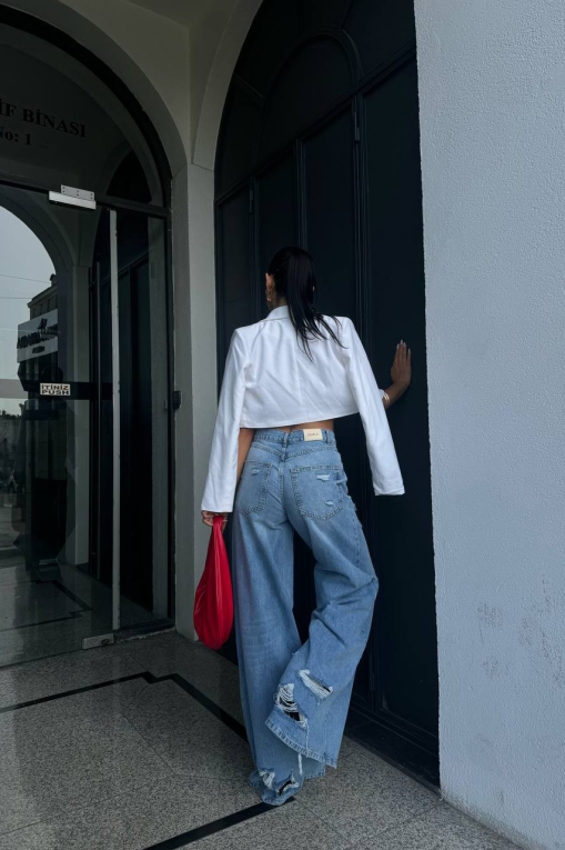 Blugi Damă Oversize Albastri Skyler - Img 6