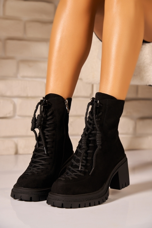 Botine dama Imblanite Negre din Piele Ecologica Intoarsa Zhavia - Img 4