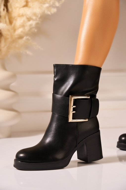 Cizme Dama Scurte Negre din Piele Ecologica Kahlena - Img 2