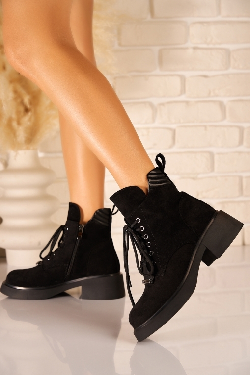 Ghete Dama Imblanite Negre din Piele Ecologica Intoarsa Lucya2 - Img 2