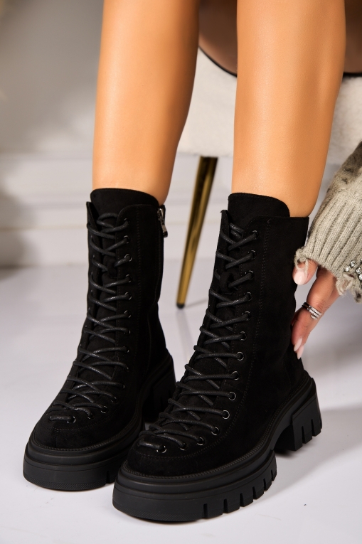 Ghete Dama Imblanite Negre din Piele Ecologica Intoarsa Zelina2 - Img 2