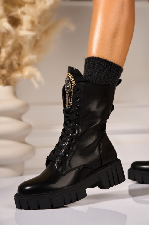 Ghete Dama Imblanite Negre din Piele Ecologica Liyana2 - Img 2