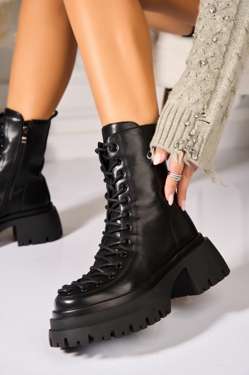 Ghete Dama Imblanite Negre din Piele Ecologica Suraya - Img 2