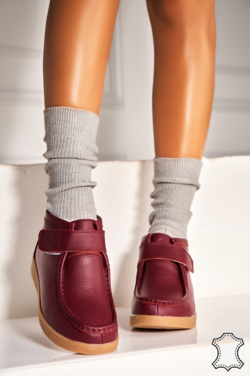 Ghete Piele Naturala dama Bordo Ilena - Img 3