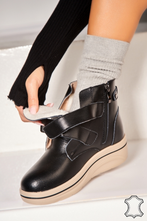 Ghete Piele Naturala dama Negre Kanai - Img 2