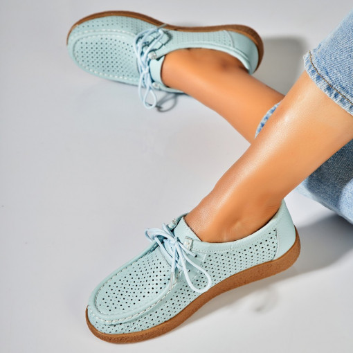 Mocasini dama Piele Naturala Albastri Jyana - Img 6