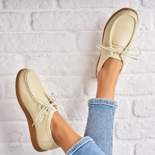 Mocasini dama Piele Naturala Bej Harla - Img 2