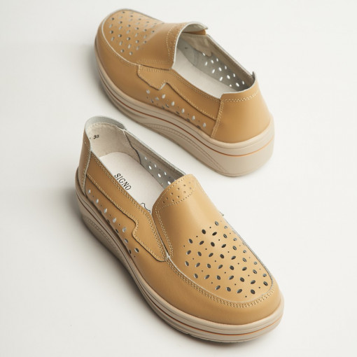 Mocasini dama Piele Naturala Bej Nazari - Img 3