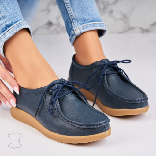 Mocasini dama Piele Naturala Bleumarin Harla - Img 3