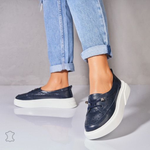 Mocasini dama Piele Naturala Bleumarin Imre - Img 2