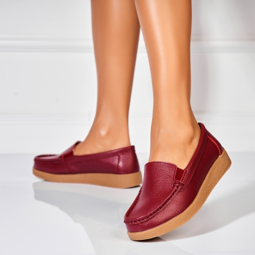 Mocasini dama Piele Naturala Bordo Dona - Img 3