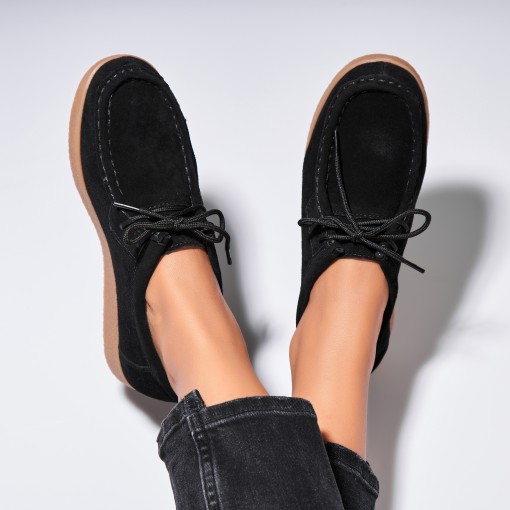 Mocasini dama Piele Naturala Intoarsa Negri Harla2 - Img 3