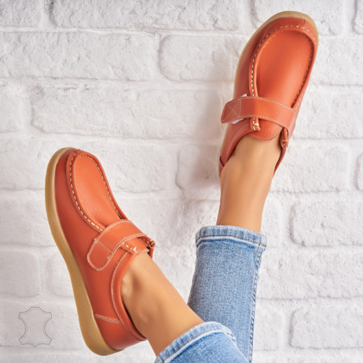 Mocasini dama Piele Naturala Portocalii Genesi - Img 3