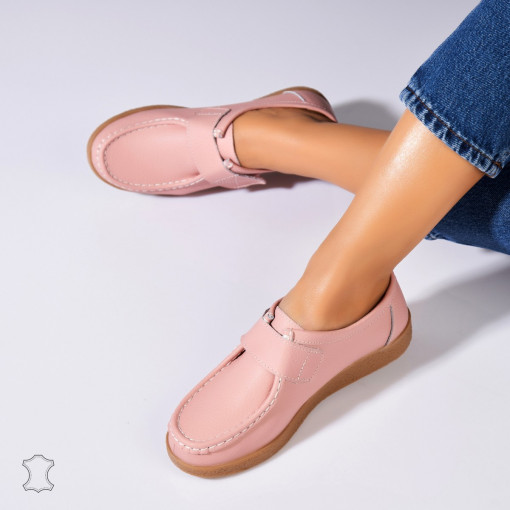 Mocasini dama Piele Naturala Roz Genesi - Img 2