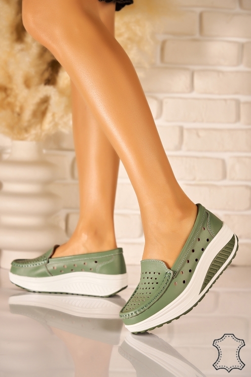 Mocasini dama Piele Naturala Turcoaz Anzal - Img 2