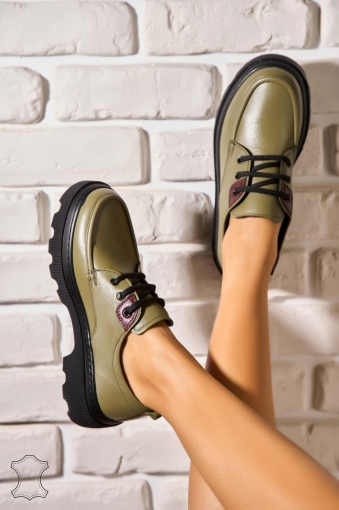 Mocasini dama Piele Naturala Verzi Dally - Img 3