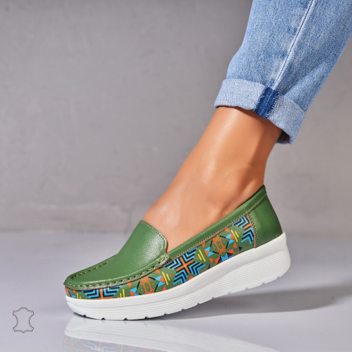 Mocasini dama Piele Naturala Verzi Rysa - Img 3