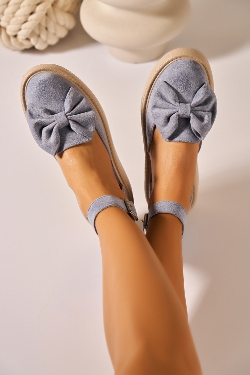 Pantofi dama casual Albastri din Piele Ecologica Intoarsa Sehna - Img 2