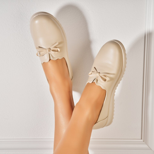Pantofi dama casual Bej din Piele Ecologica Cecily - Img 3