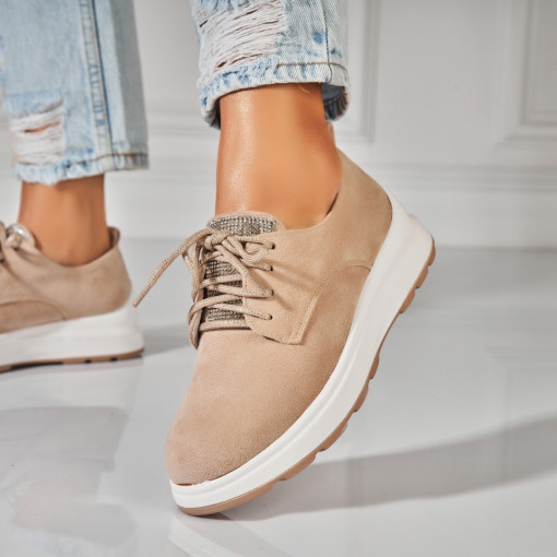 Pantofi dama casual Bej din Piele Ecologica Intoarsa Elisa2 - Img 3