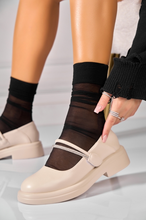 Pantofi dama casual Bej din Piele Ecologica Kenzey - Img 4