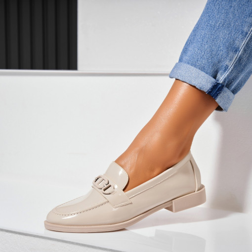 Pantofi dama casual Bej din Piele Ecologica Lacuita Davy - Img 2