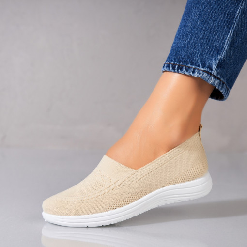 Pantofi dama casual Bej din Textil Kisa - Img 2