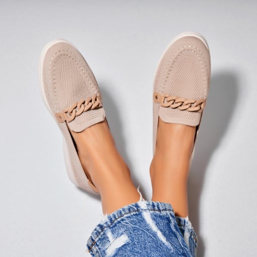 Pantofi dama casual Bej din Textil Yuni - Img 3