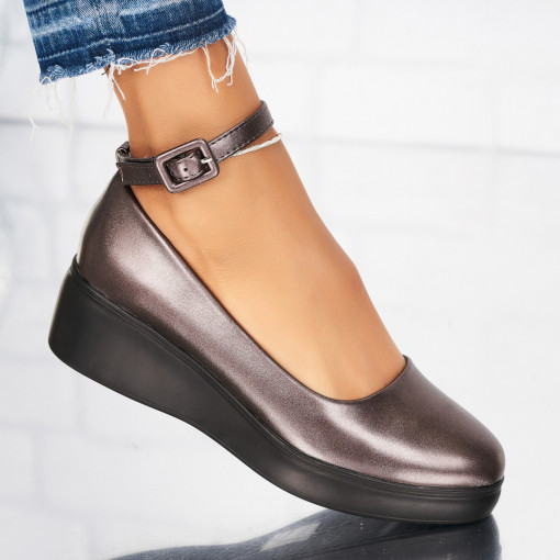 Pantofi dama casual Bronz din Piele Ecologica Tamara - Img 3