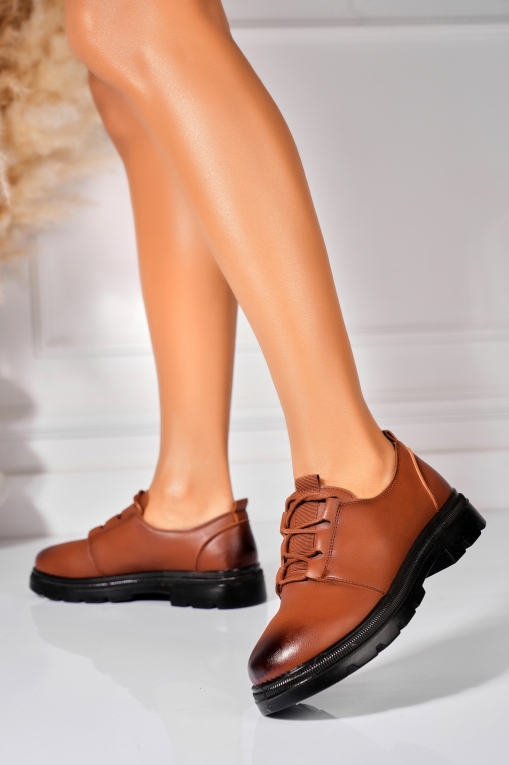 Pantofi dama casual Camel din Piele Ecologica Brenya - Img 2