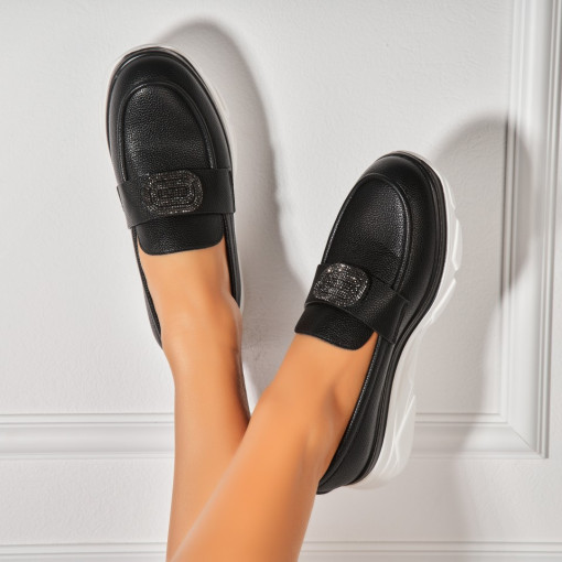 Pantofi dama casual Negri din Piele Ecologica Alayah2 - Img 2