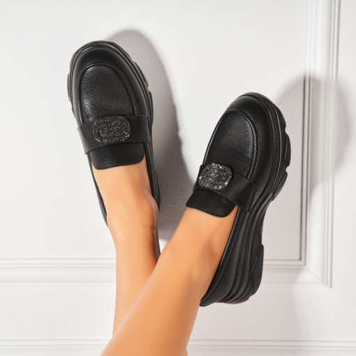 Pantofi dama casual Negri din Piele Ecologica Alayah - Img 2