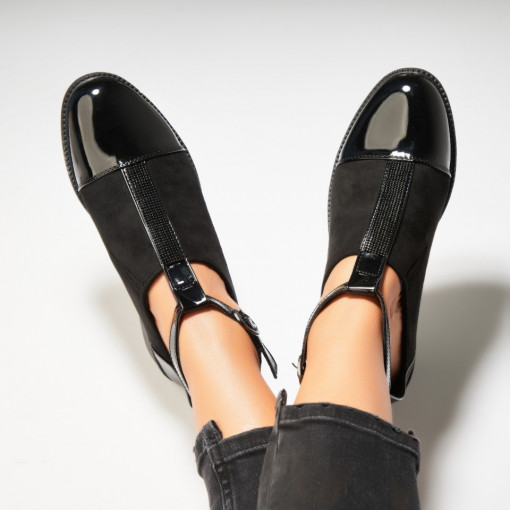 Pantofi dama casual Negri din Piele Ecologica Intoarsa Alison2 - Img 2