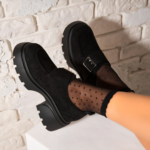 Pantofi dama casual Negri din Piele Ecologica Intoarsa Nyeli2 - Img 4