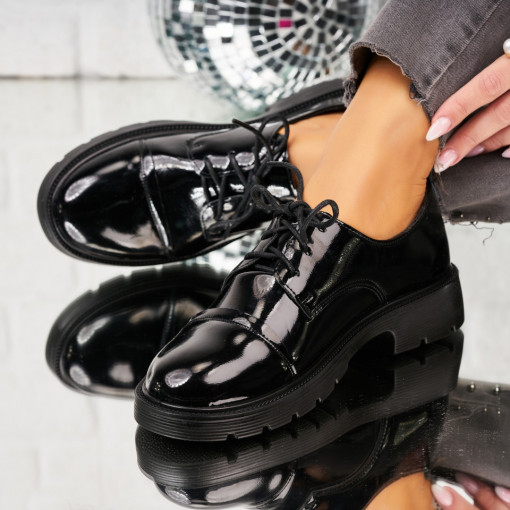 Pantofi dama casual Negri din Piele Ecologica Lacuita Sloan - Img 3