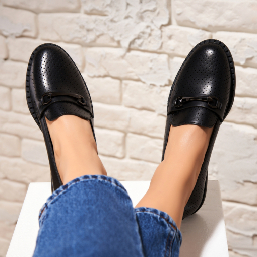 Pantofi dama casual Negri din Piele Ecologica Smera - Img 3
