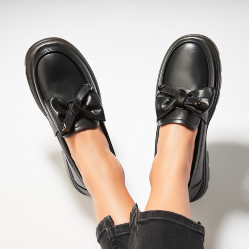 Pantofi dama casual Negri din Piele Ecologica Zendaia - Img 4